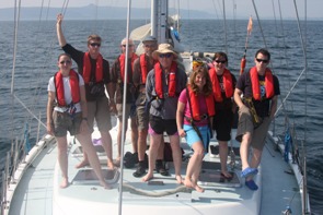 Staff and volunteers at the end of the field season onboard Silurian